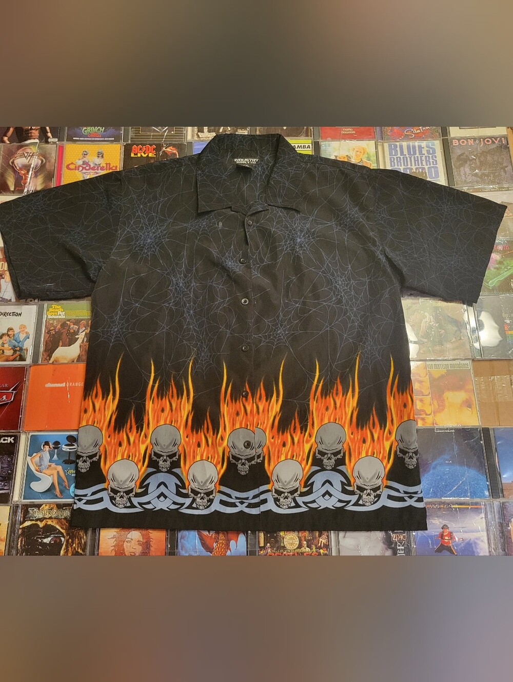Trailer Park Boys Ricky Skull & Flame Button-Up Shirt